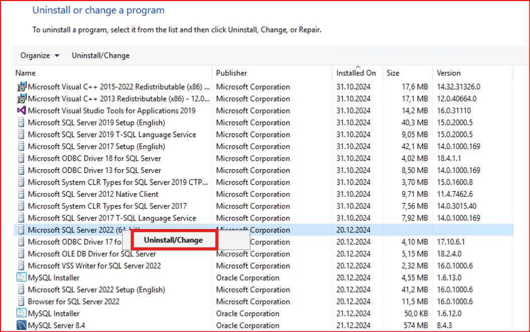 MSSQL Server Instance Uninstall İşlemi